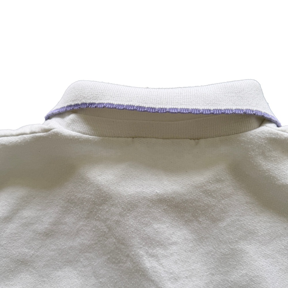 Vintage White Teddy Bear Tea Party Graphic Sweatshirt Polo Collar Women Large - Picture 5 of 8